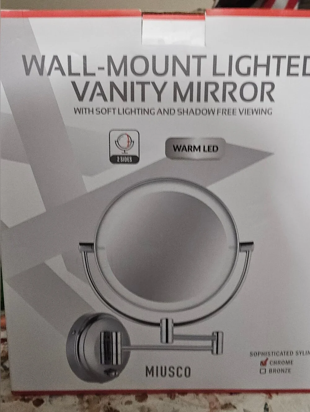 Chrome Wall-Mount 2 Way Lighted Vanity Mirror - Warm LED